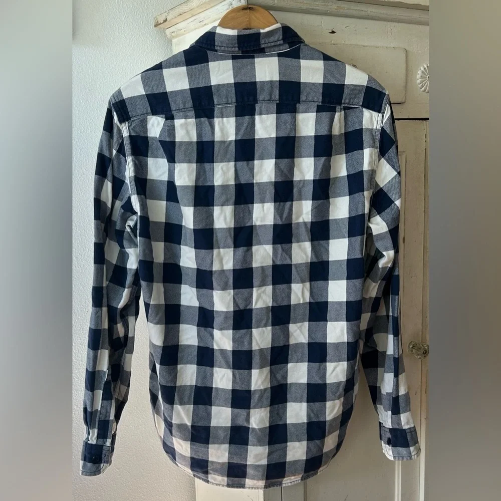 J. Crew | Men's Navy/White Large Gingham Check Button Down Shirt w/pockets sz M